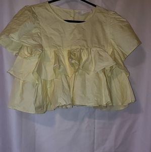 Yellow Zara ruffled Crop top
